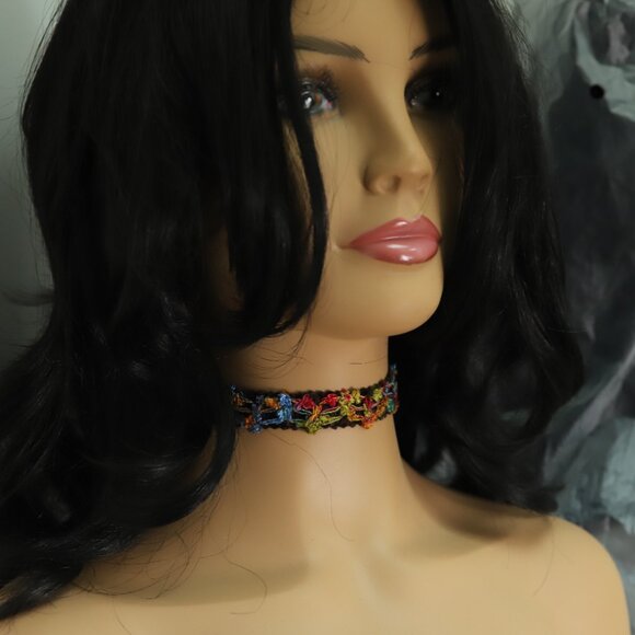 Fancy Choker Multi Color Adjustable Length Multi Colors Wide Trim chokers (#84) - Picture 5 of 10